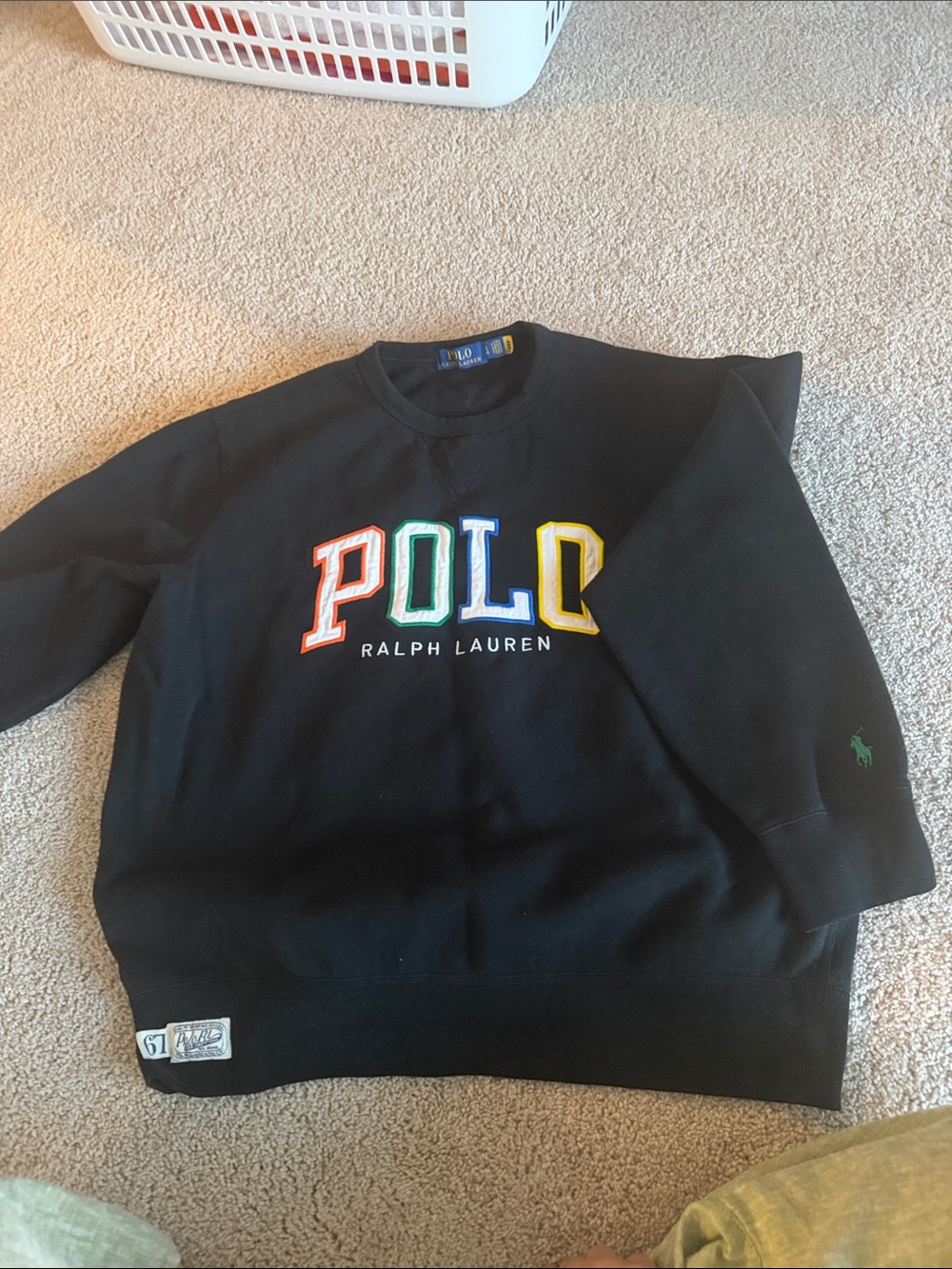 Polo by Ralph Lauren Black Crewneck with Multicolor POLO Letters